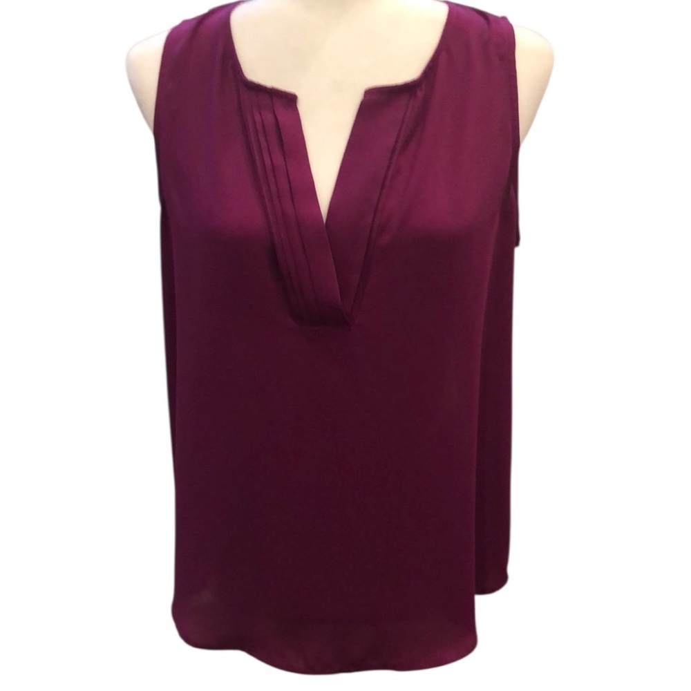 Bellatrix Magenta-Purple Sleeveless Pleated Blouse Women's Size Small
